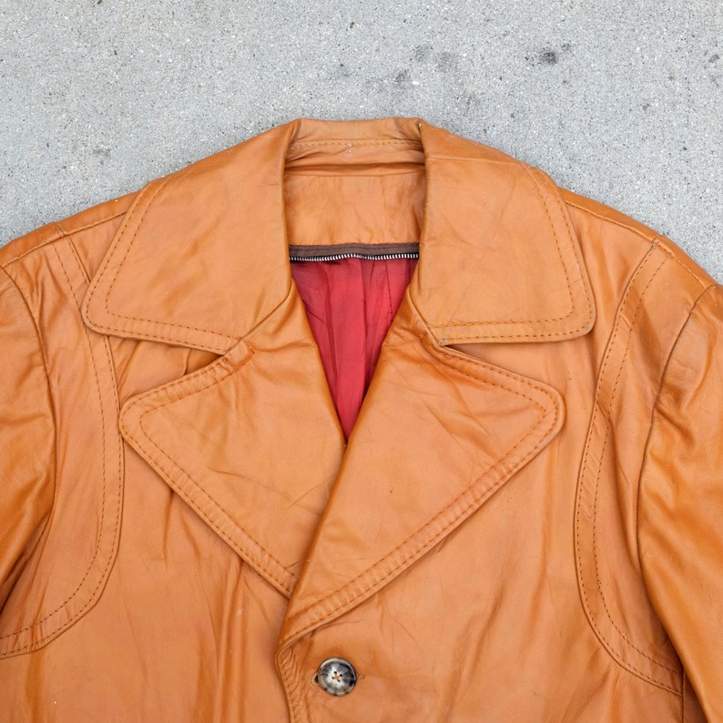 Classic Vintage 1970s Men's Leather Car Coat image 2