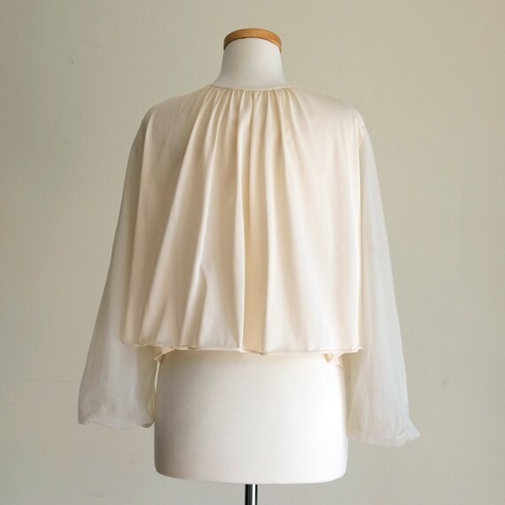 Vintage 1950s Ivory Sheer Lacy Peignoir Bed Jacket - image 3
