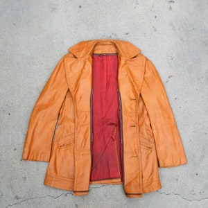 Classic Vintage 1970s Men's Leather Car Coat image 4