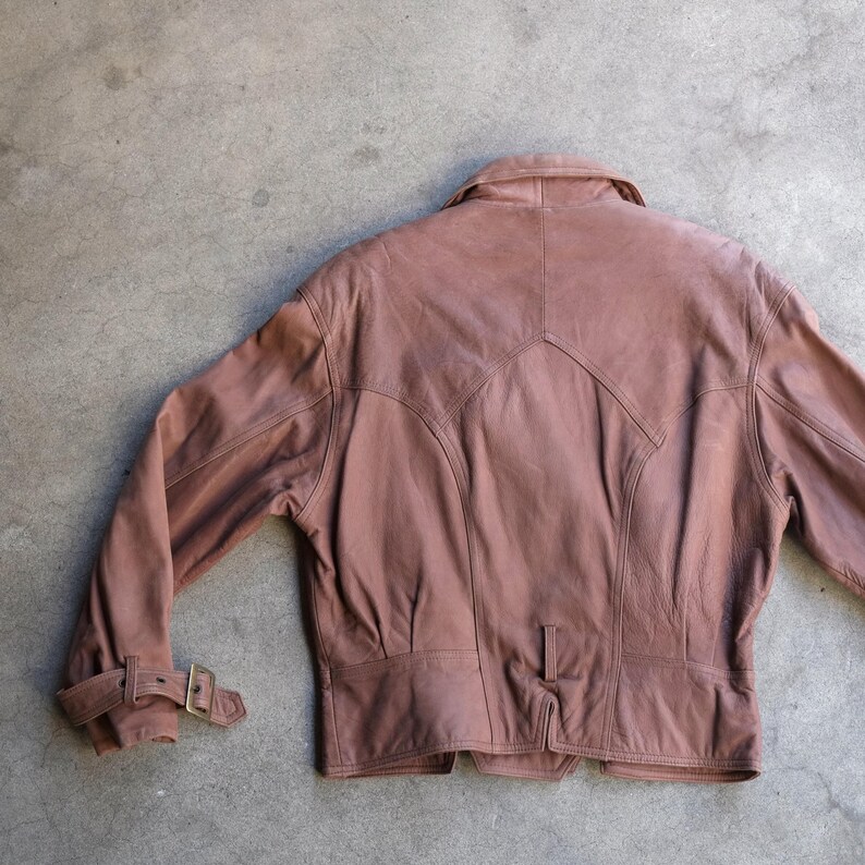 Vintage 90s Adventure Bound Double Breasted Belted Brown Leather Jacket Medium image 5