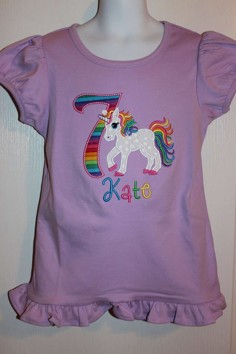 rainbow colors birthday tshirt or ruffle dress Unicorn 6th birthday any number
