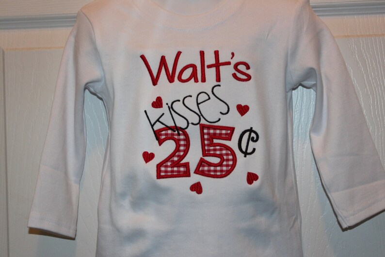 tshirt or ruffle dress Valentine kisses 25 cents heart baby gift