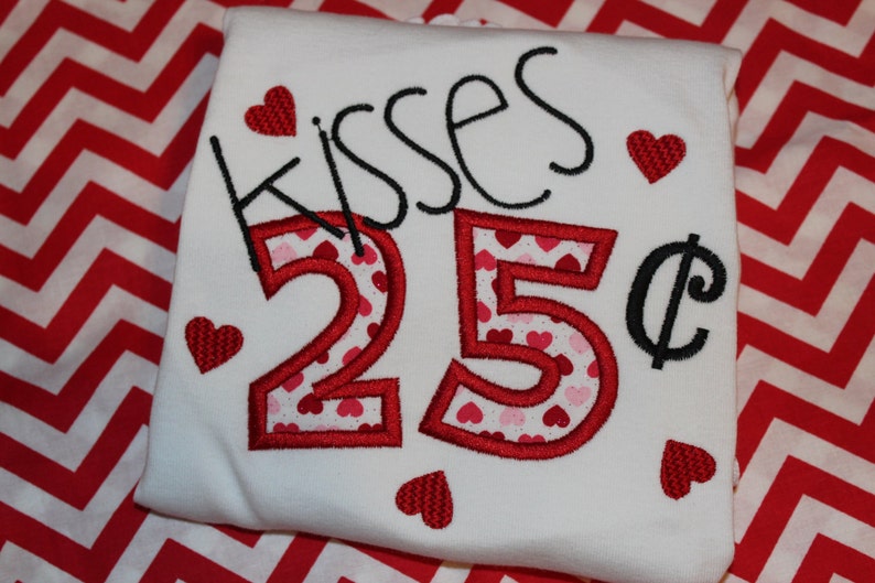 tshirt or ruffle dress Valentine kisses 25 cents heart baby gift