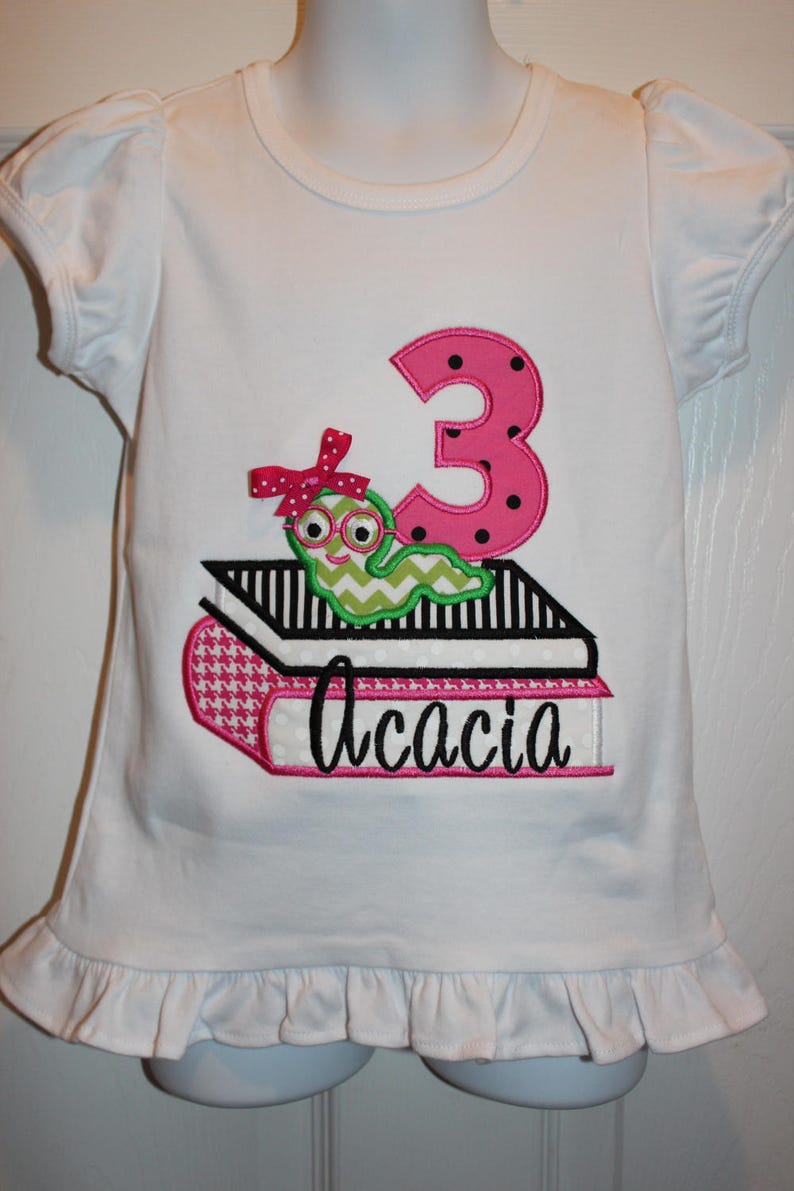 3rd birthday book themed party tshirt or bodysuit any number | Etsy