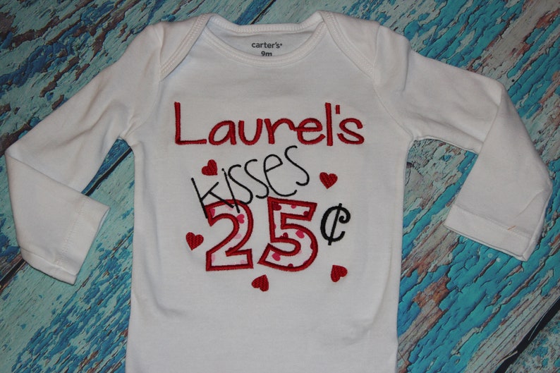tshirt or ruffle dress Valentine kisses 25 cents heart baby gift