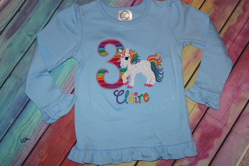 rainbow colors birthday tshirt or ruffle dress Unicorn 6th birthday any number
