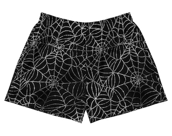 Spider Web Athletic Shorts | Gothic Streetwear Gym Shorts | Alt Emo Activewear Unisex