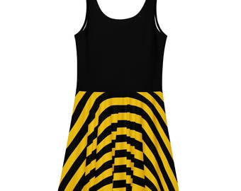 Bumblebee Skater Dress | Black & Yellow Striped Costume | Alt Festival Outfit