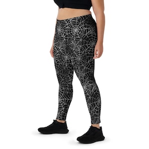 Spiderweb Print Leggings - All-Over Halloween Vibes, Soft & Spooky Style