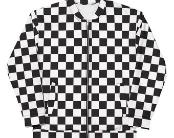 Chaqueta bomber unisex de cuadros / Chaqueta skater retro de cuadros Y2K