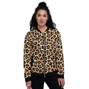 Cheetah Print Bomber Jacket - Wild Animal Print Streetwear - Unisex Grunge Outerwear - Y2K Fashion Statement Jacket