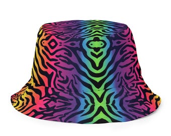 Cover Photo Rainbow Animal Print Faux Fur Costume Y2K Rave Fuzzy Bucket Hat Look no further ? We have the purrrrfect accessory for  main image 2
