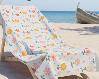 Floral Beach Towel, Minimalist Oversized Swim Towel