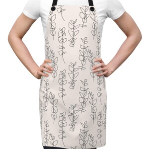 Minimalist Apron, Beige and Black Simple Cooking Apron, Modern Kitchen Apron, Contemporary Culinary Apron, Chef Apron, Cooking Gift