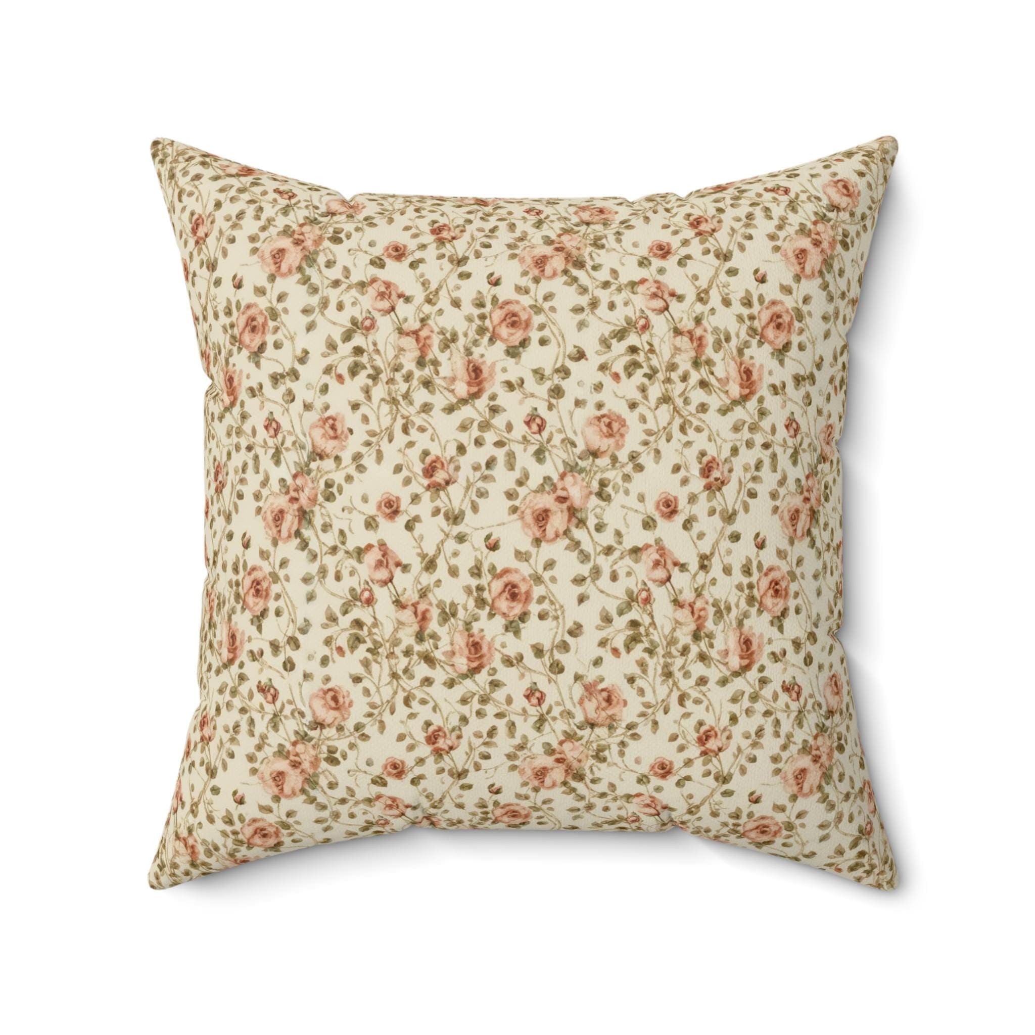 Shabby Chic Throw Pillow, Floral Cottagecore Cushion Cover