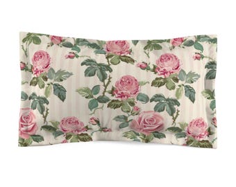 Shabby Chic Pillow Sham, Floral Pillow Cover, Vintage Bedding, Rustic Bedroom Decor, Farmhouse Pillowcase