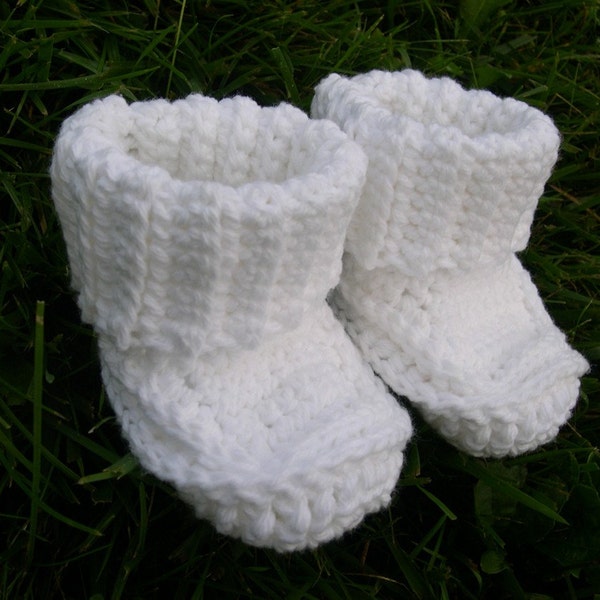 White Crochet Baby Booties