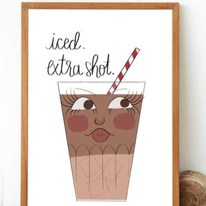 Iced Latte/Coffee Wall Art, Digital Print, Downloadable Print, Poster