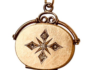Antique Victorian CQ&R Celestial Oval Locket 14K Gold Filled Paste Stones Starburst Engraved Etched