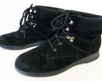 Stivaletti vintage in pelle scamosciata, anni '80, stringati, taglia BA Sport 7,5W