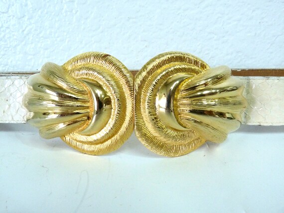Dotty Smith Buckle Belt Gold White Snake Leather B