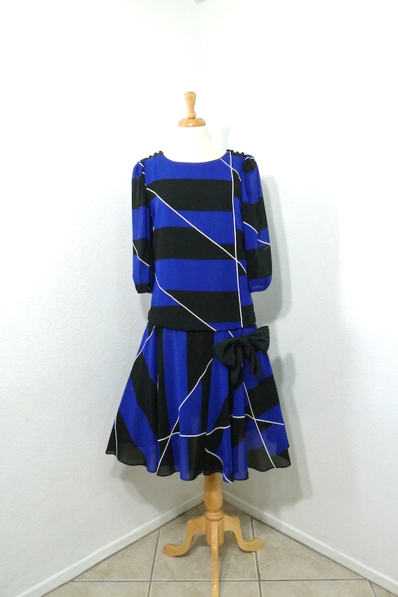 Vintage 1960s dress Cobalt blue Flapper I. Magnin 