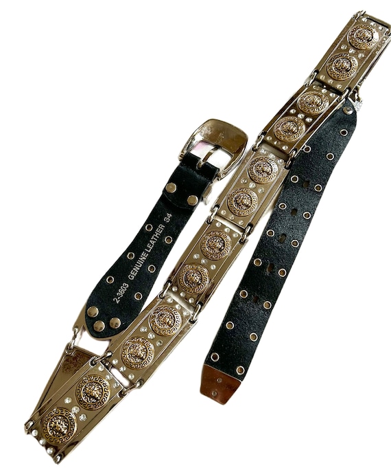 Vintage Gold & Silver Lion Head Medallion Versace Inspired Metal