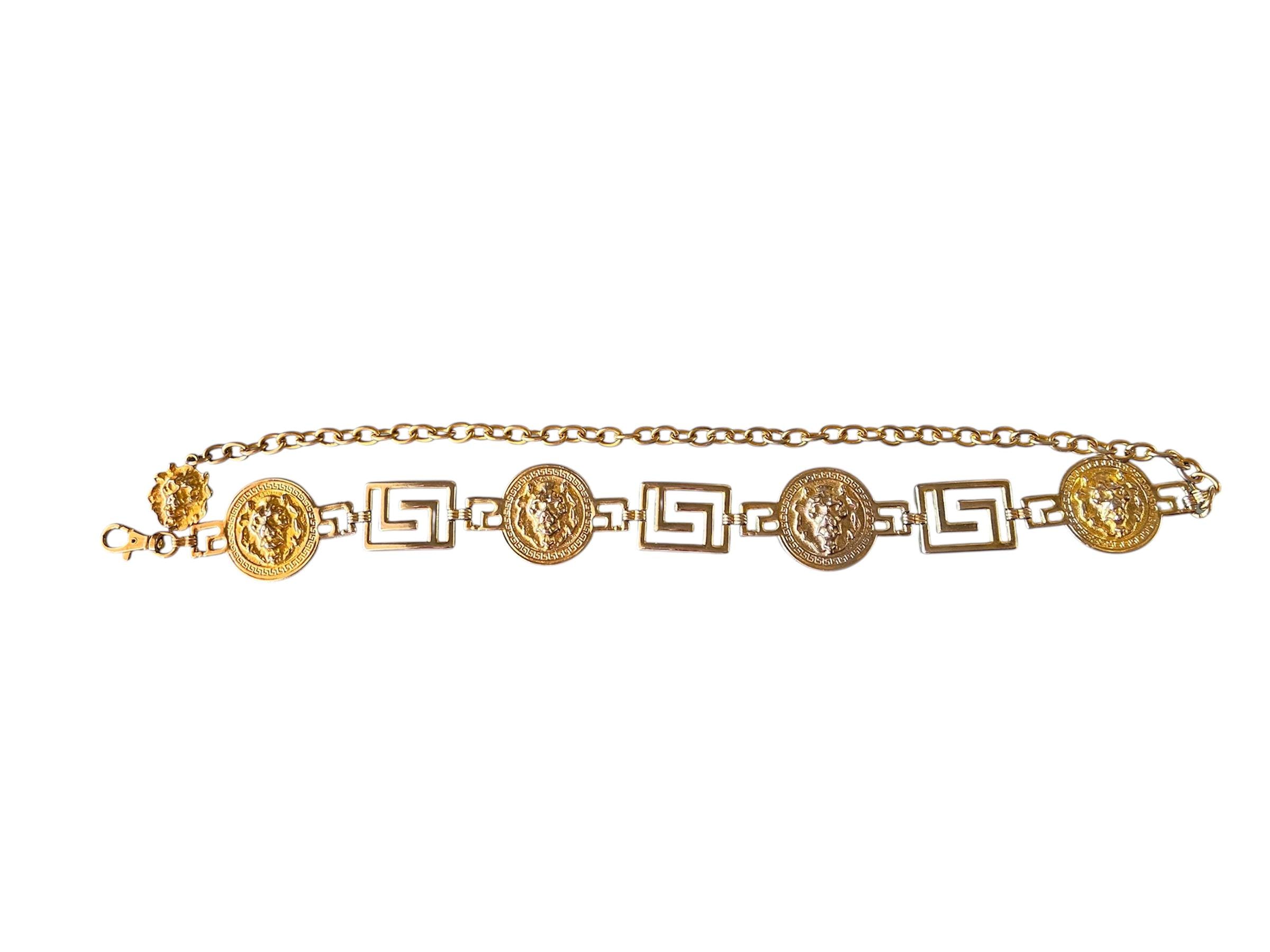 *Bold Lion Link Belt Lightweight Goldtone Metal Women Fashion Belt Gold Metal Thick Chain Chunky Links Hip  main image 4