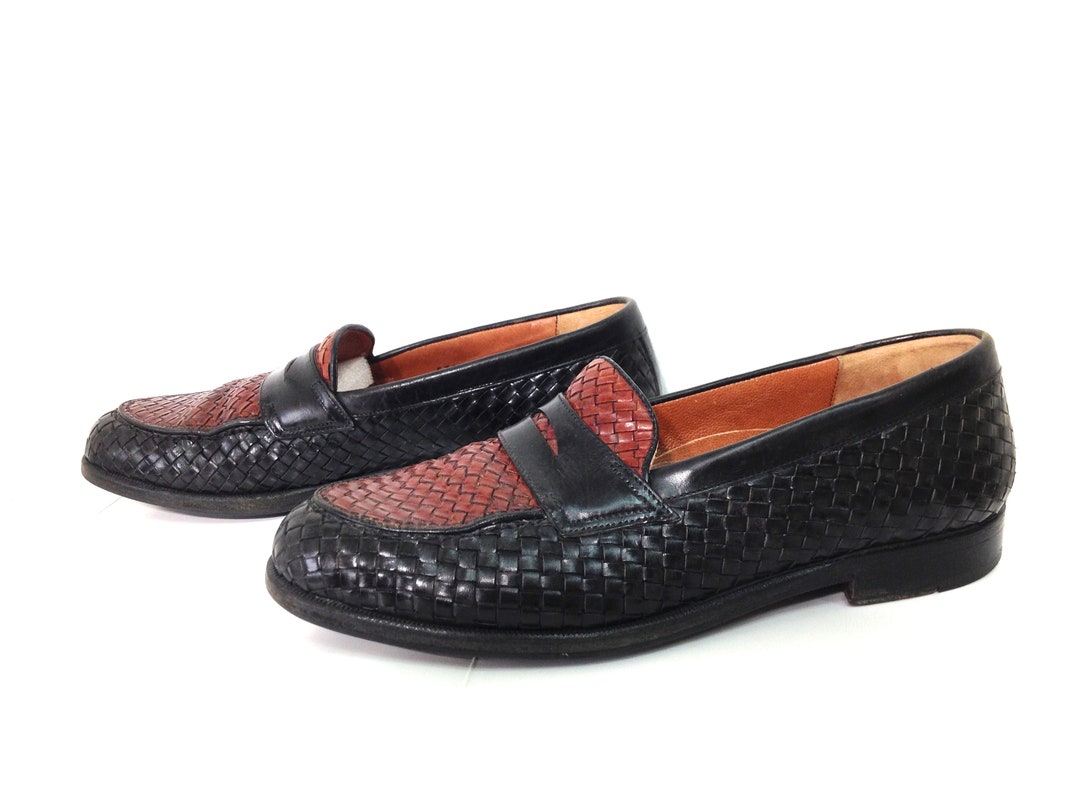 Bruno Magli Shoes Woven Leather Black Brown Italian Mens  display picture 2
