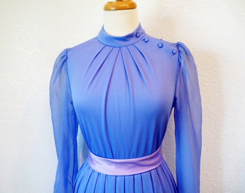 1960s Pastel Purple Dress BOBBY/'S Girl Vintage 60s Chiffon pleated Dress