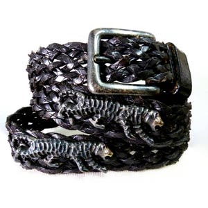 NWT~ BRIGHTON ~ High Street braided Black Leather Belt with Ornate Silver Buckle BRIGHTON Belt Small Dark Cholocate Brown Leather Ornate  main image 4