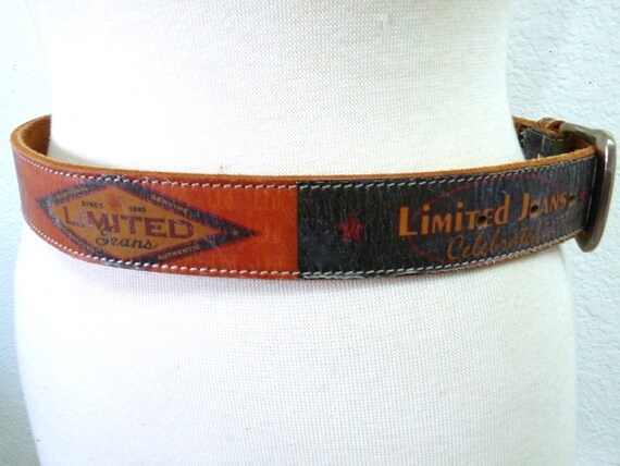 Vintage Limited Jeans Brown Leather Belt Size L Vintage Genuine Leather Belt the Limited Jeans Sings 1963  main image 3