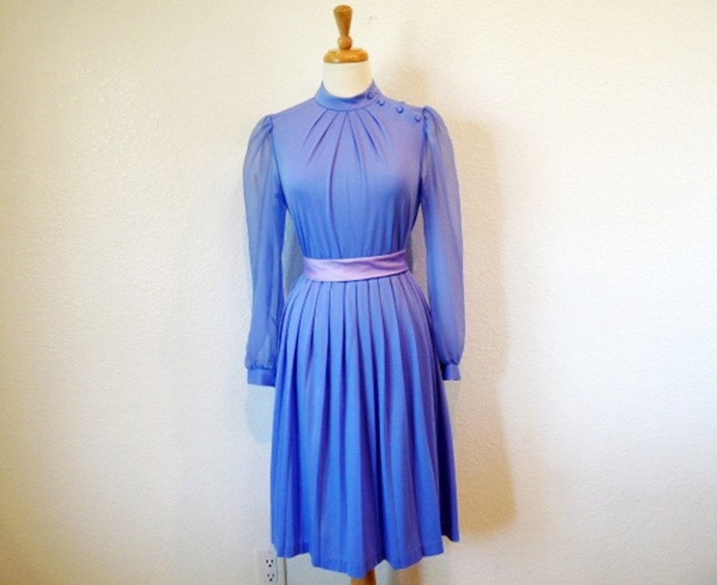 1960s Pastel Purple Dress BOBBY/'S Girl Vintage 60s Chiffon pleated Dress