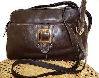 Vintage bruine leren schoudertas van Aurielle Satchel Crossbody-tas
