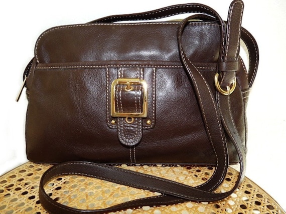 Vintage Shoulder Bag Brown Leather Satchel by Aurielle Crossbody Bag Etsy