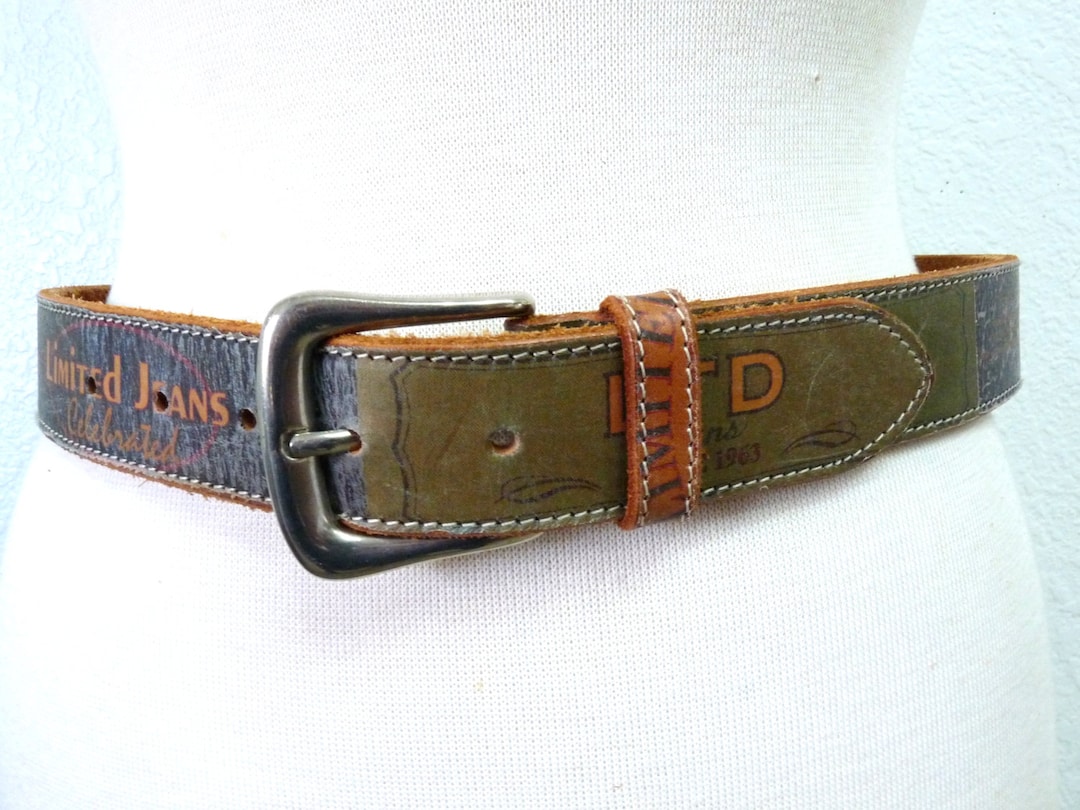 Vintage Genuine Leather Belt the Limited Jeans Sings 1963