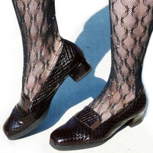 Vintage Shoes Brown Leather Crocodile pattern Women Size 8.5 / 9