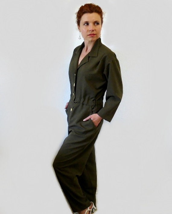 olive green jumpsuit with sleeves