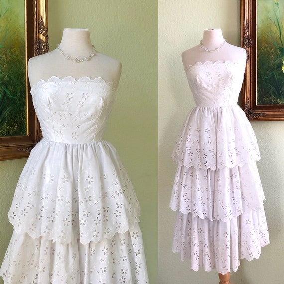 strapless eyelet dress