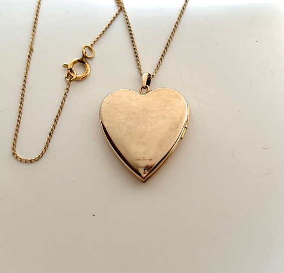 Vintage 1950s Heart Locket 14k Gold TK Hand Engra… - image 4