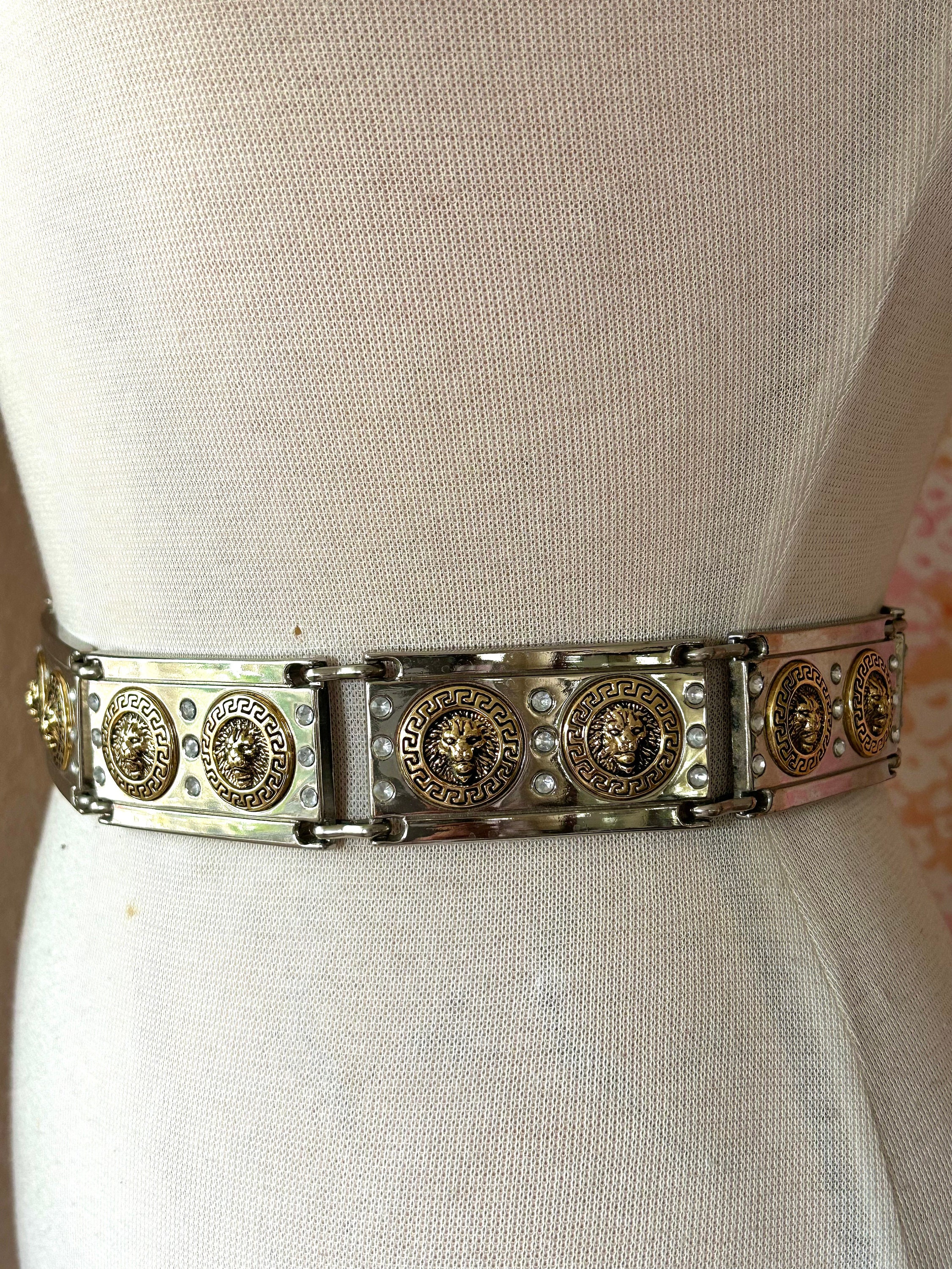 Vintage Gold Belt - RARE tile medallion checker Trifari Gold Coin Medallion Vintage Belt Chain - 24 Wishes  main image 2
