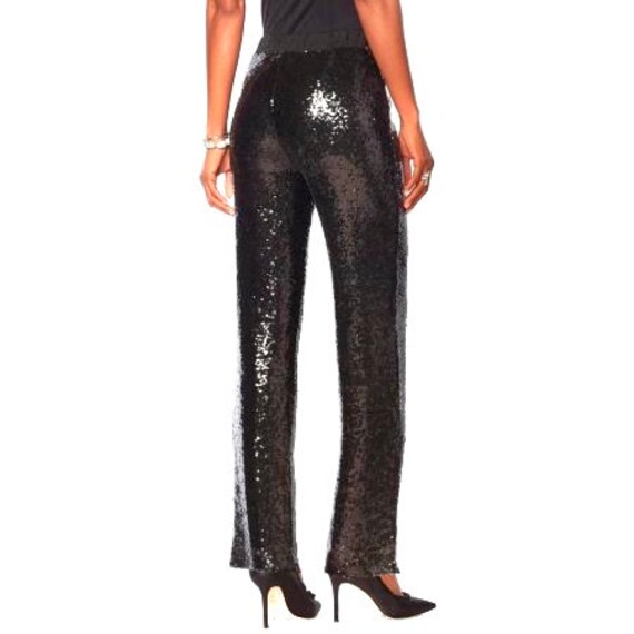 1980s Pants Black Sequin Silk Disco Women SIze Me… - image 7