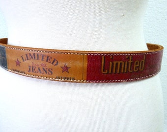 Vintage Genuine Leather Belt the Limited Jeans Sings 1963 
