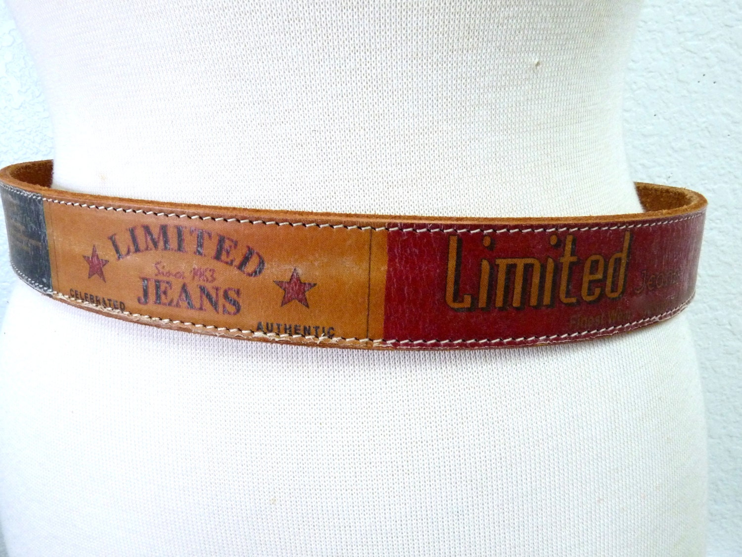 Vintage Genuine Leather Belt the Limited Jeans Sings 1963