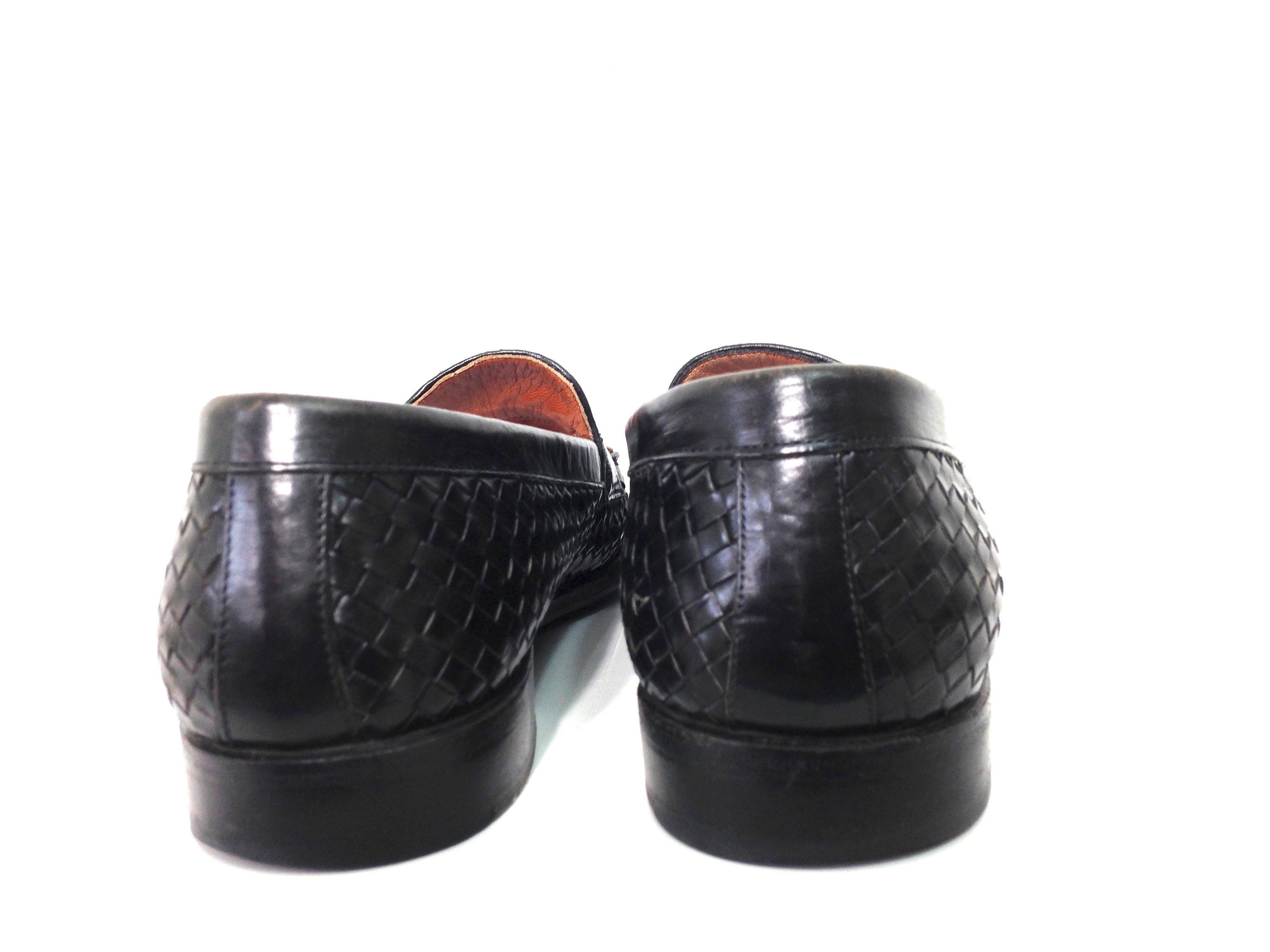 Vintage Woven Leather Shoes Bruno Magli Black Brown Made in - Etsy