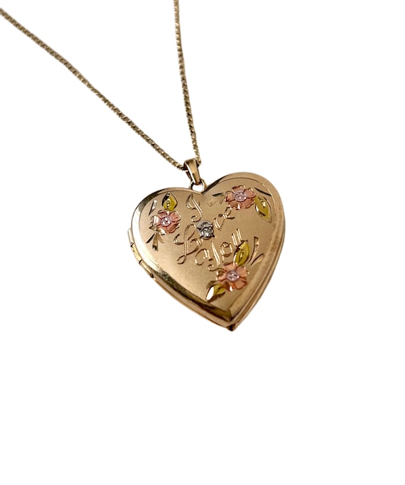 Vintage 1950s Heart Locket 14k Gold TK Hand Engra… - image 2