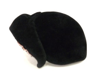 1920s Hat Black Velour Cloche Patrice Hand Beaded Made in France