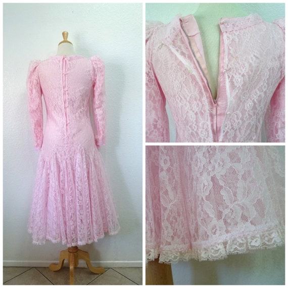 1950s dress Lace Pastel Pink CARLYE Super Full Ci… - image 4