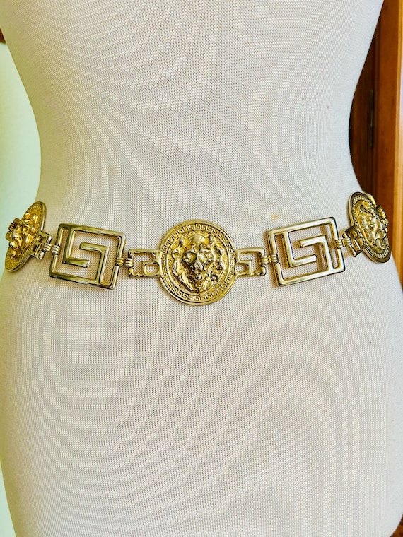 Vintage Gold Lion Head Medallion Chain Belt Versace Inspired  display picture 1