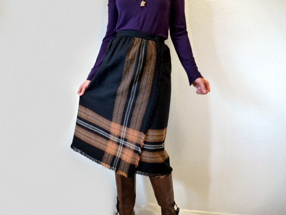 Fringe wrap top skirt plaid